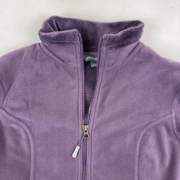 Eddie Bauer Purple Fleece PLUSH Lined Jacket Full Zip Size M Mock Neck Pockets - Picture 4 of 10